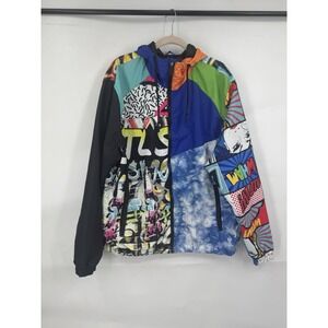 GS-115 Comic Strip Full Zip Hooded Jacket Men XL‎ Black Streetwear Artsy Retro